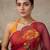 Maroon Color digital prints flower and hand cutdana work Silk Blend Saree
