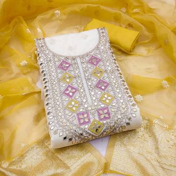 Off white color beautiful shimmer jacquard fabric ethnic partywear salwar kameez 3