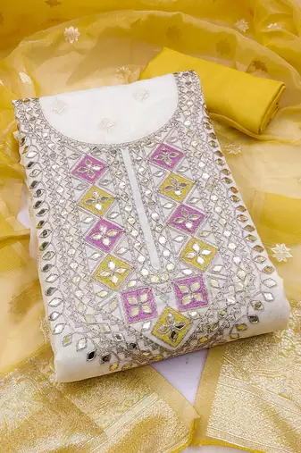 Off white color beautiful shimmer jacquard fabric ethnic partywear salwar kameez