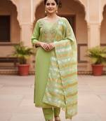 Pista color modal butti fabric woven and embroidered ethnic suit for girls