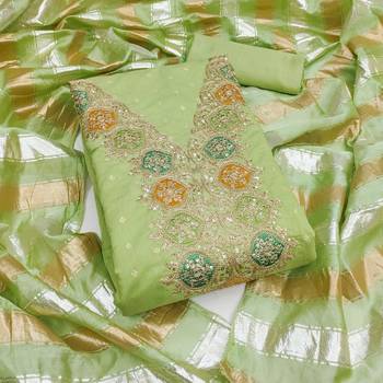 Pista color modal butti fabric woven and embroidered ethnic suit for girls 3