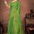 Parrot Green Satin silk blend Saree with Gold Zari Meena Peacock Work 