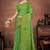 Parrot Green Satin silk blend Saree with Gold Zari Meena Peacock Work 