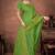 Parrot Green Satin silk blend Saree with Gold Zari Meena Peacock Work 