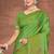 Parrot Green Satin silk blend Saree with Gold Zari Meena Peacock Work 