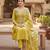 Mustard color modal butti fabric woven and embroidered ethnic suit for girls