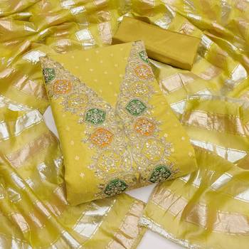 Mustard color modal butti fabric woven and embroidered ethnic suit for girls 3