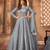 Grey color bollywood style designer anarkali dress for ceremonial looks