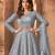 Grey color bollywood style designer anarkali dress for ceremonial looks