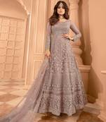 Mauve color stylish ethnic partywear anarkali dress for trendy girls