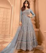 Blue color stylish ethnic partywear anarkali dress for trendy girls