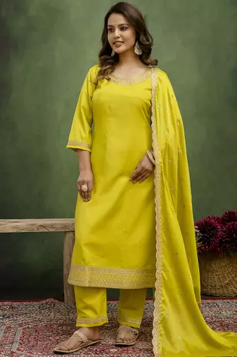 lemon fancy viscose rayon kurta set