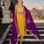 Yellow color bambarg russian silk fabric ceremonial graceful partywear salwar kameez