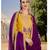 Yellow color bambarg russian silk fabric ceremonial graceful partywear salwar kameez