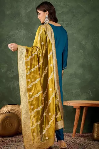 teal fancy viscose rayon kurta set
