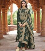 Green color banglori silk fabric wevon jacquard designer ethnic partywear suit