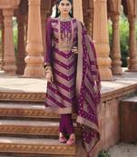 Purple color banglori silk fabric wevon jacquard designer ethnic partywear suit
