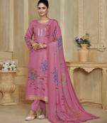 Pink color beautiful silk fabric designer ceremonial looks ethnic suit