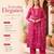 Women's pink rayon printed straight kurta set with dupatta