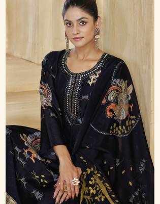 Black color beautiful silk fabric designer ceremonial looks ethnic suit 2