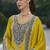 Yellow color gajji silk fabric designer embroidery work graceful ceremonial wear salwar kameez