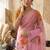 Pink Color digital prints flower and hand cutdana work Silk Blend Saree