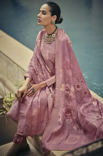 Pink color silk cotton fabric designer partywear ethnic ceremonial suit