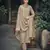 Beige color silk cotton fabric designer partywear ethnic ceremonial suit
