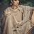 Beige color silk cotton fabric designer partywear ethnic ceremonial suit