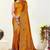 Mustard Satin silk blend Saree with Gold Zari Meena Peacock Work 