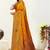 Mustard Satin silk blend Saree with Gold Zari Meena Peacock Work 