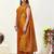 Mustard Satin silk blend Saree with Gold Zari Meena Peacock Work 