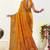 Mustard Satin silk blend Saree with Gold Zari Meena Peacock Work 