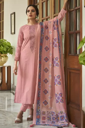 Pink color cambric cotton fabric beautiful ceremonial salwar kameez for graceful looks