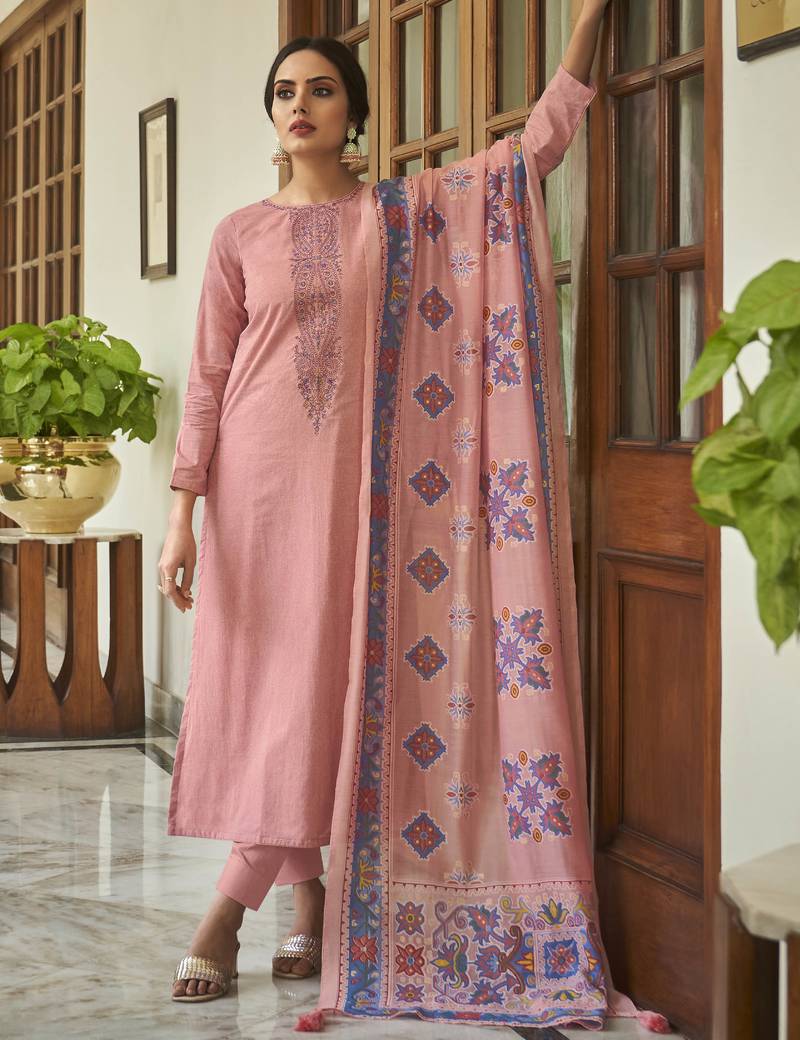 Pink color cambric cotton fabric beautiful ceremonial salwar kameez for graceful looks