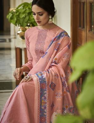 Pink color cambric cotton fabric beautiful ceremonial salwar kameez for graceful looks 2