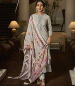 Grey color cambric cotton fabric beautiful ceremonial salwar kameez for graceful looks