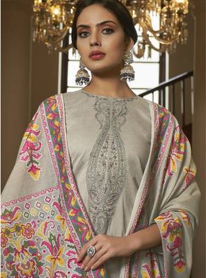 Grey color cambric cotton fabric beautiful ceremonial salwar kameez for graceful looks 2