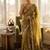 mehandi green sequin embroidery in mono banglori chiffon saree