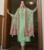 Sea green color cambric cotton fabric beautiful ceremonial salwar kameez for graceful looks