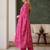 Women's pink rayon printed straight kurta set with dupatta