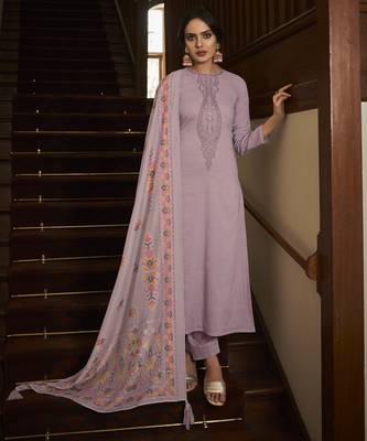 Purple color cambric cotton fabric beautiful ceremonial salwar kameez for graceful looks 1