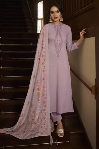 Purple color cambric cotton fabric beautiful ceremonial salwar kameez for graceful looks