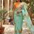 Sea Green Color digital prints flower and hand cutdana work Silk Blend Saree