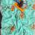 Sea Green Color digital prints flower and hand cutdana work Silk Blend Saree