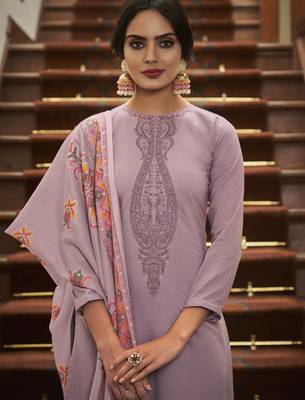 Purple color cambric cotton fabric beautiful ceremonial salwar kameez for graceful looks 2