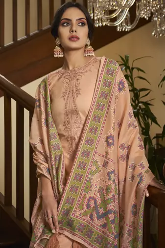 Peach color cambric cotton fabric beautiful ceremonial salwar kameez for graceful looks