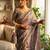 grey sequin embroidery in mono banglori chiffon saree