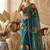 Teal Color digital prints flower and hand cutdana work Silk Blend Saree