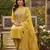Yellow color beautiful kasha simmer jacquard trending and stylish partywear suit for girls